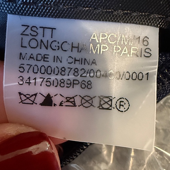 Longchamp LE PLIAGE ORIGINAL POUCH WITH HANDLE Mini Bag in Navy and Brown NWT - Picture 6 of 6